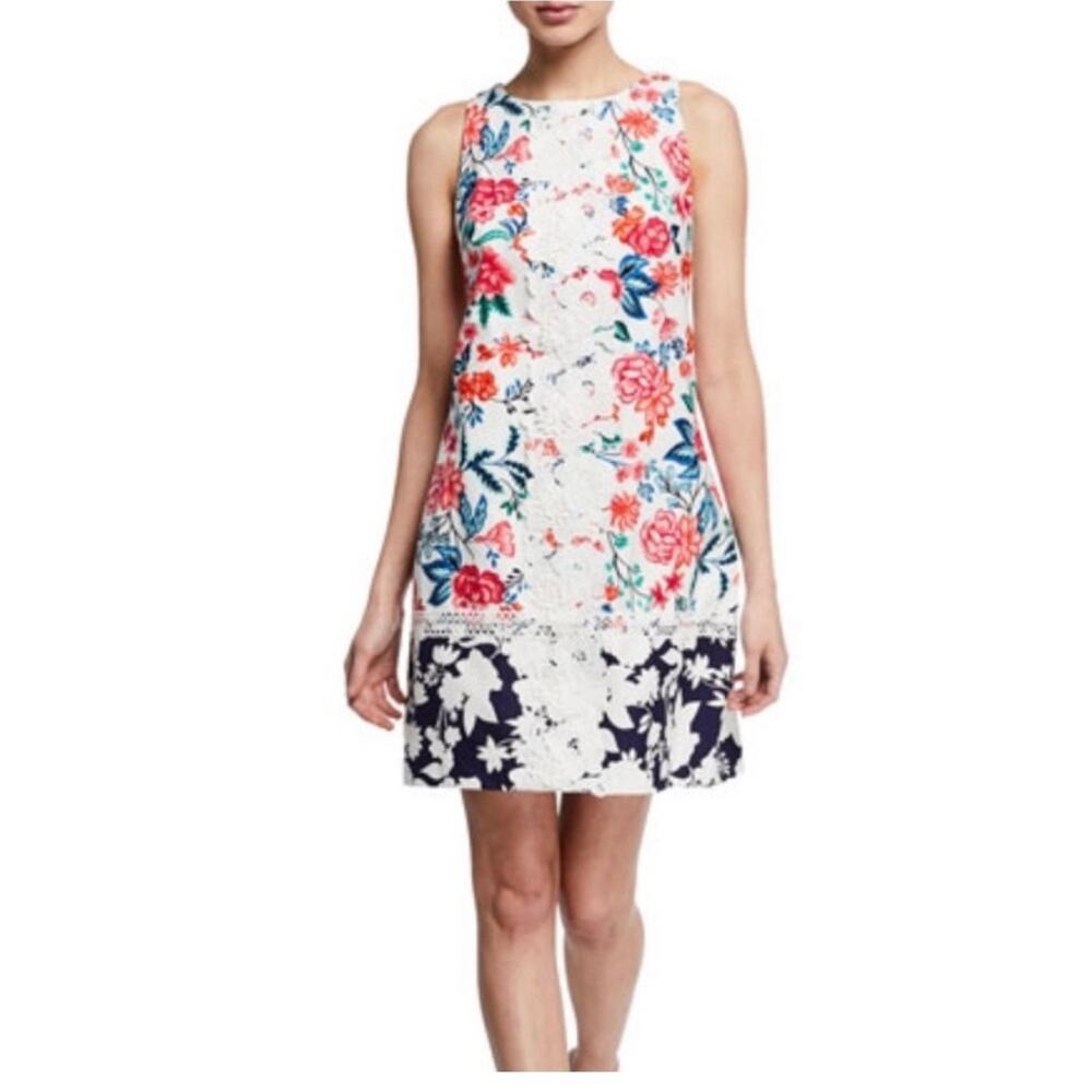 Eliza J Floral Embroidered A Line sleeveless Dress
